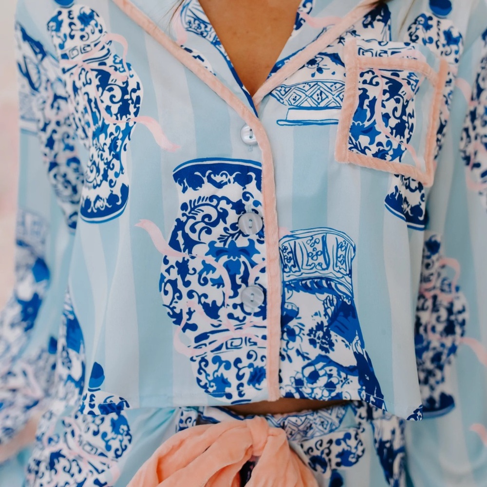 8 OAK Lane Blue and Pink Patterned Pajama Set - Picture 3 of 11